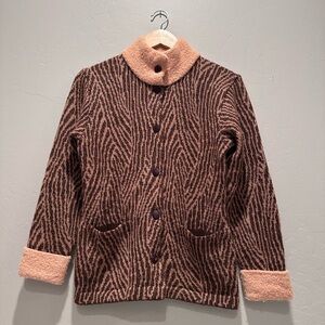 Intiwara 100% Alpaca Wool‎ Cardigan Sweater Boho Textured Knit Bolivia Small